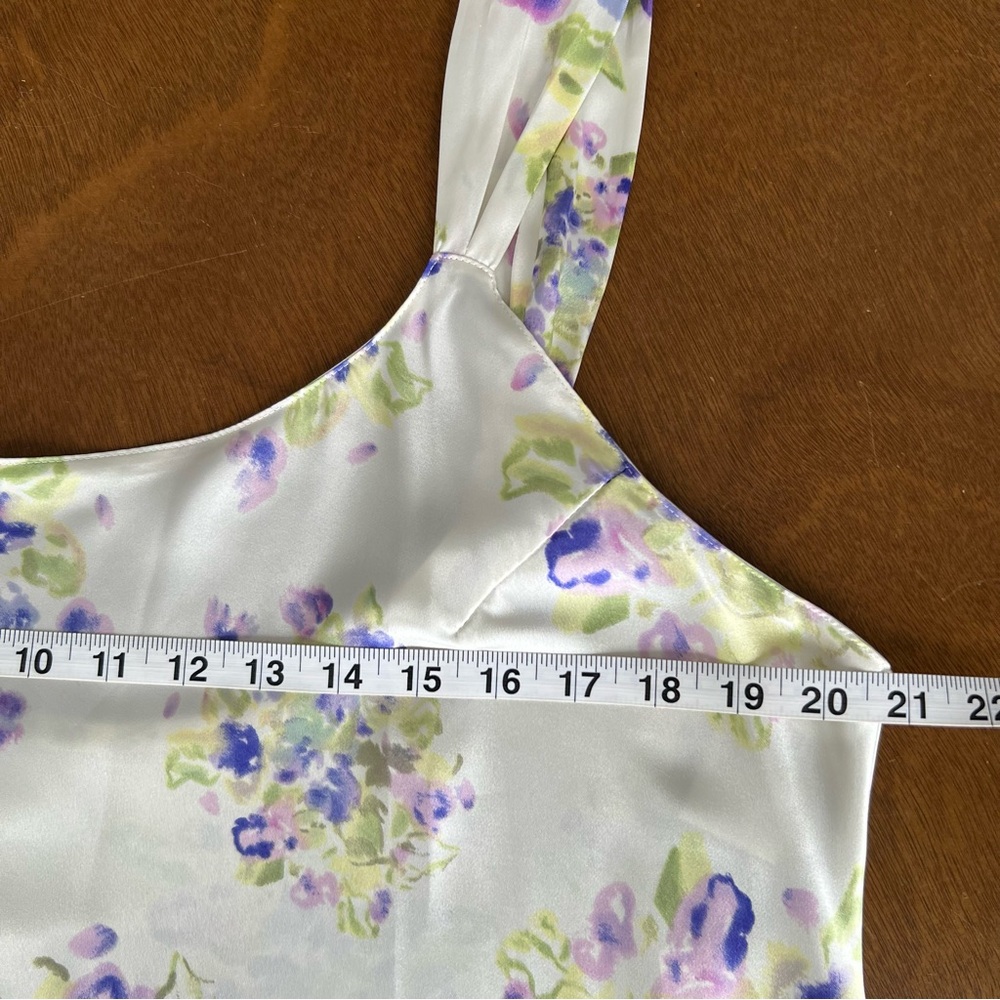 Natori for Saks Fifth Avenue Cream and Purple Floral Print Slip Dress Chemise 1X - Picture 8 of 16
